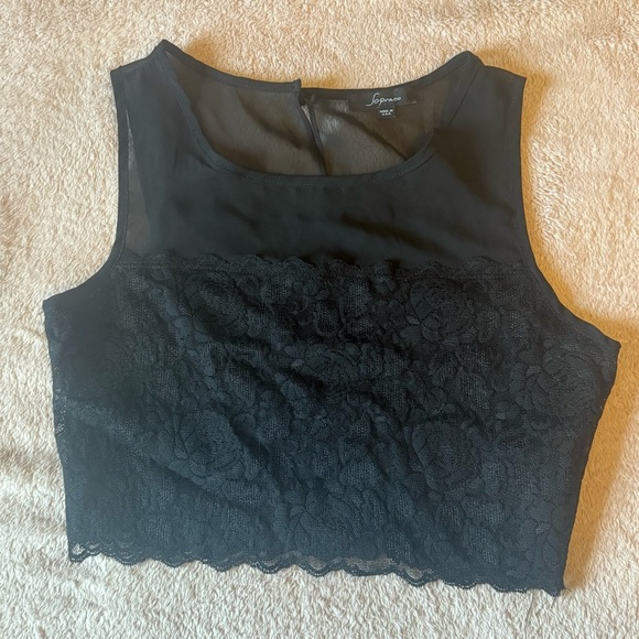 Soprano Black Lace Sleeveless Top - Picture 2 of 11